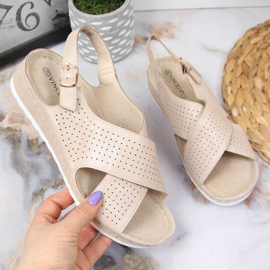 Sandali con zeppa Vinceza W JAN106B beige 1