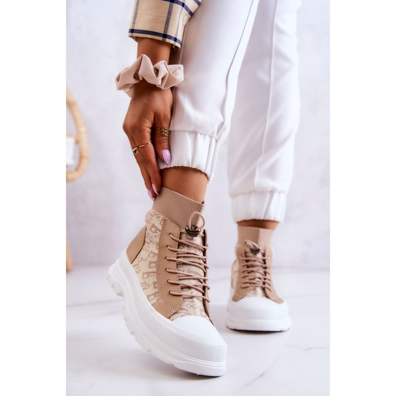 FW1 Sneakers alla moda Calzino alto Beige Collin 1