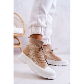 FW1 Sneakers alla moda Calzino alto Beige Collin 2