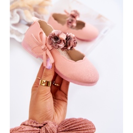 Vinceza Ballerine per bambini con fiori Caitlin rosa in velcro 1