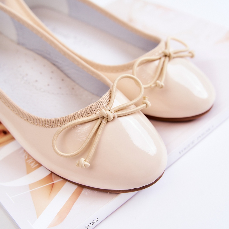 S.Barski Ballerine per bambini laccate con fiocco Beige Cassie 2