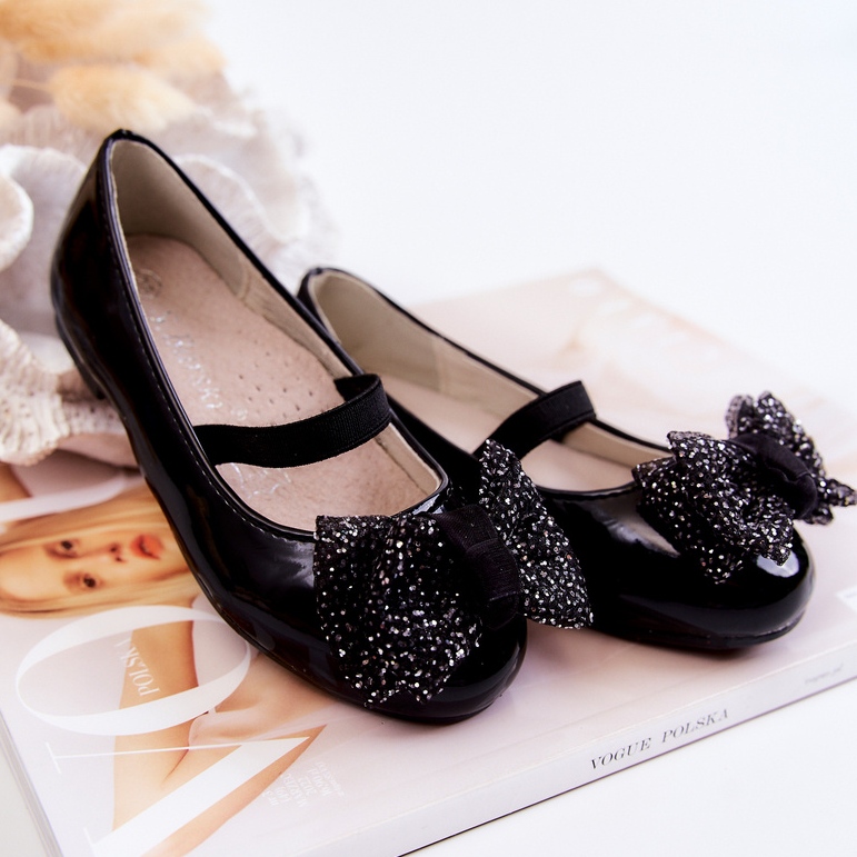 S.Barski Ballerine per bambini laccate con fiocco Black Zolly nero 2
