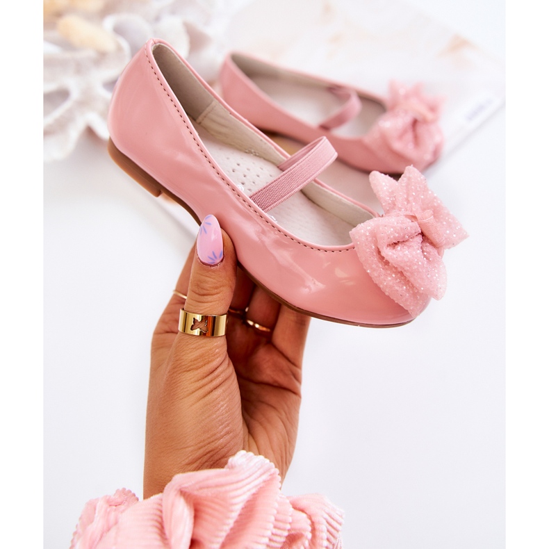S.Barski Ballerine Laccate Per Bambini Con Fiocco Rosa Zolly 1