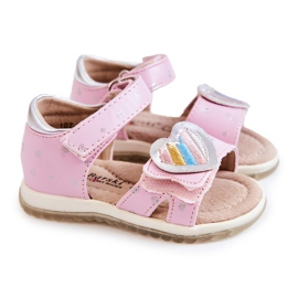 S.Barski Sandali In Pelle Per Bambini Con Cuore Rosa Elianna argento 1