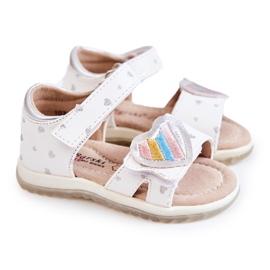 S.Barski Sandali In Pelle Per Bambini Con Un Cuore Bianco Elianna 2