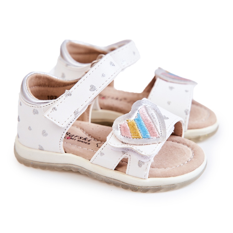 S.Barski Sandali In Pelle Per Bambini Con Un Cuore Bianco Elianna 2