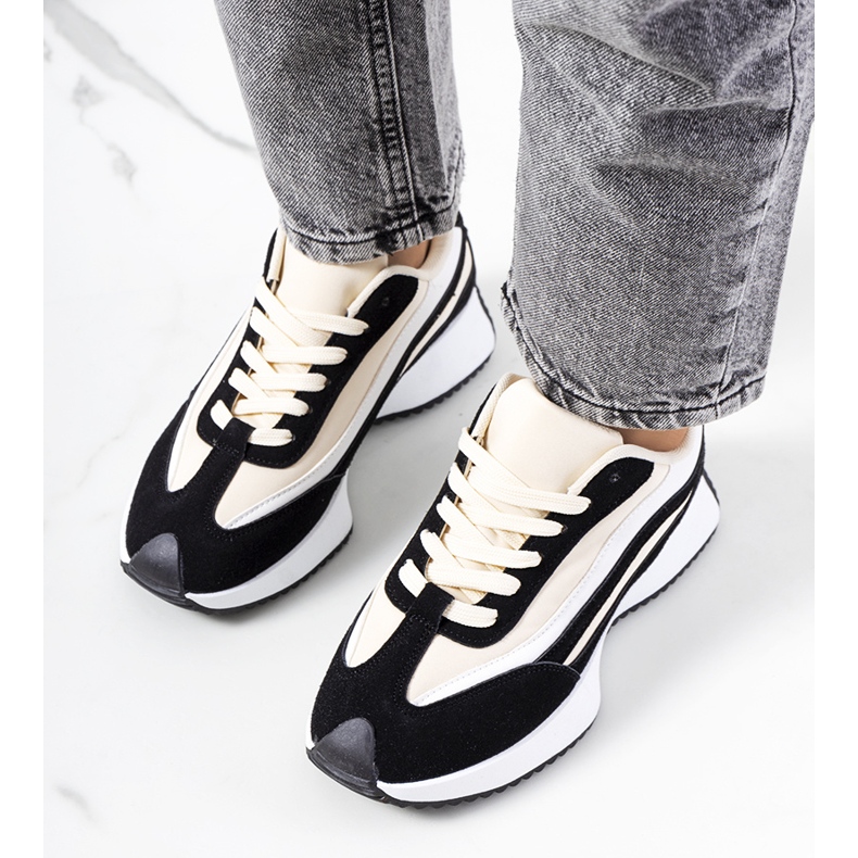 Sneakers da donna Hofste nere beige 1