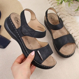 Sandali neri con zeppa eVento W EVE223D nero 1