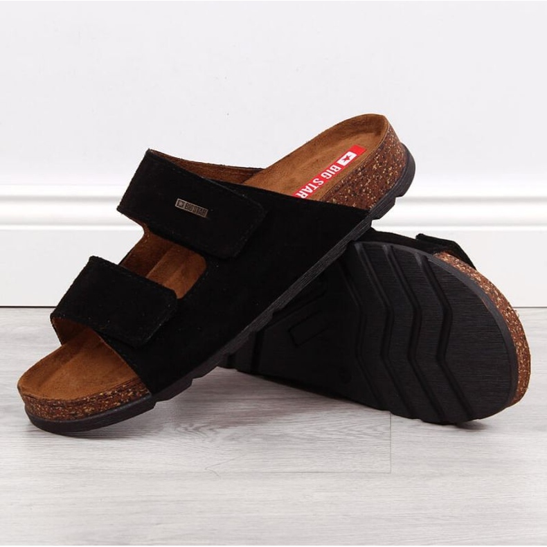 Sandali in pelle con velcro Big Star M JJ176001 nero 2
