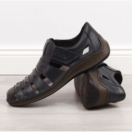 Scarpe in pelle con velcro Rieker M RKR520 nero 2