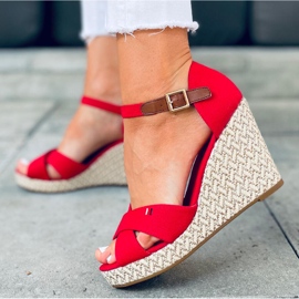 Sandali con zeppa Lamis Red rosso 1