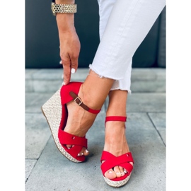 Sandali con zeppa Lamis Red rosso 2