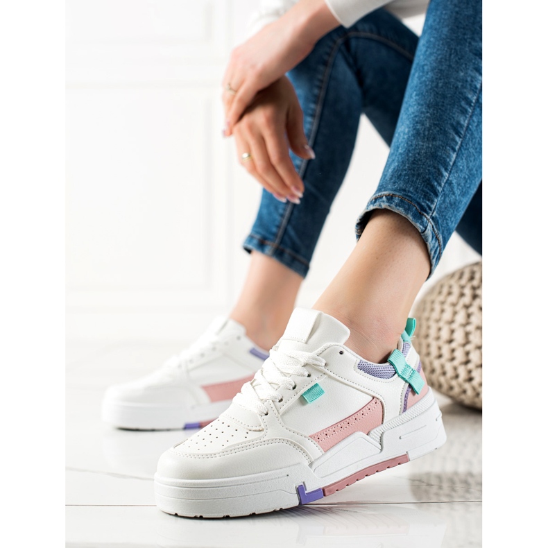 TRENDI Sneakers colorate sulla piattaforma bianca viola blu rosa 1