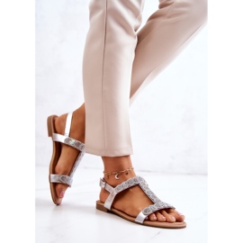 S.Barski Sandali Da Donna Con Strass Argento Julies 1