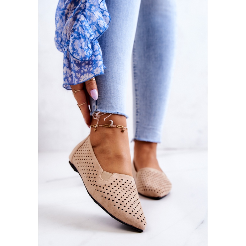 LU BOO Ballerine traforate Slip-on Beige Rosario da donna 1