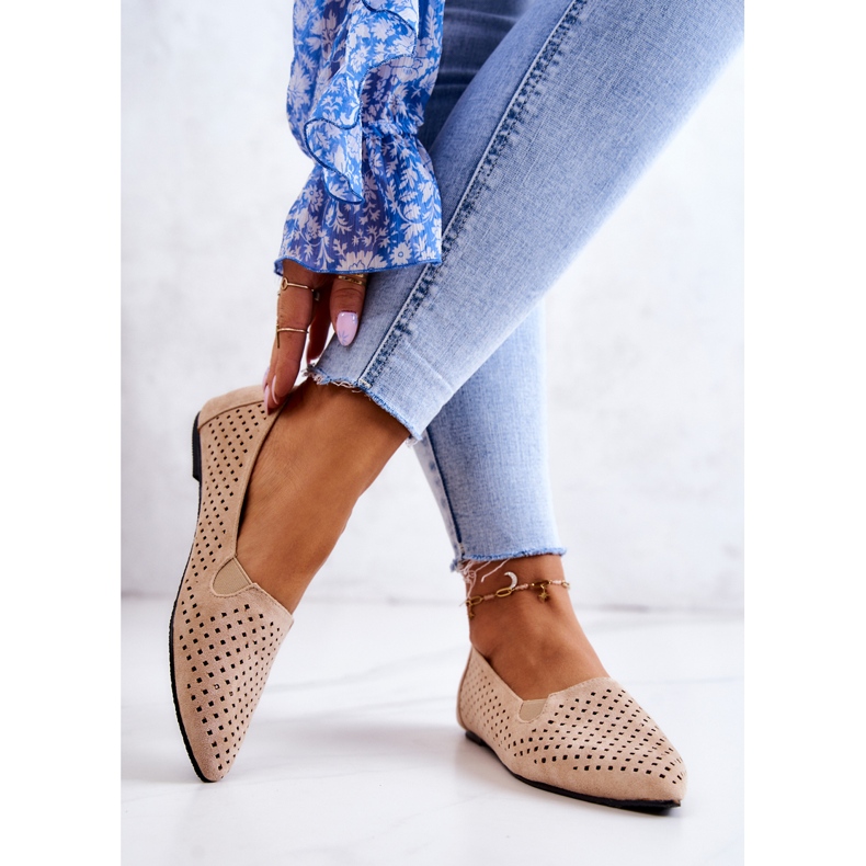 LU BOO Ballerine traforate Slip-on Beige Rosario da donna 2