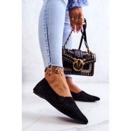 LU BOO Ballerine traforate da donna Slip-on Nero Rosario 1