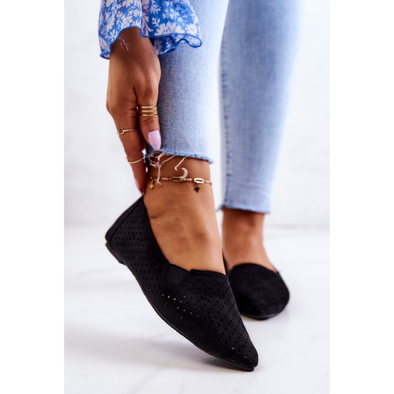 LU BOO Ballerine traforate da donna Slip-on Nero Rosario 2