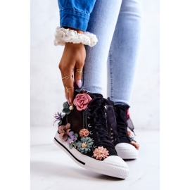 LU BOO Sneakers Alte Con Fiori Sellin Nere nero 2