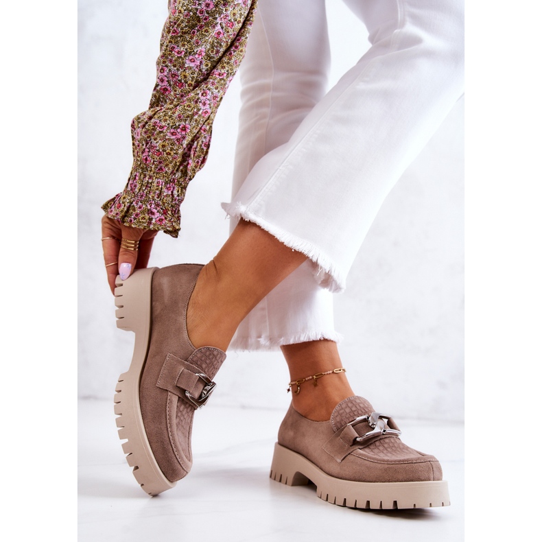 PL5 Mocassini alla moda in pelle scamosciata Scarpe Rayhan beige scuro 2