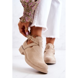 PL5 Stivaletti in pelle da donna con un Ramos beige chiaro ritagliato 1