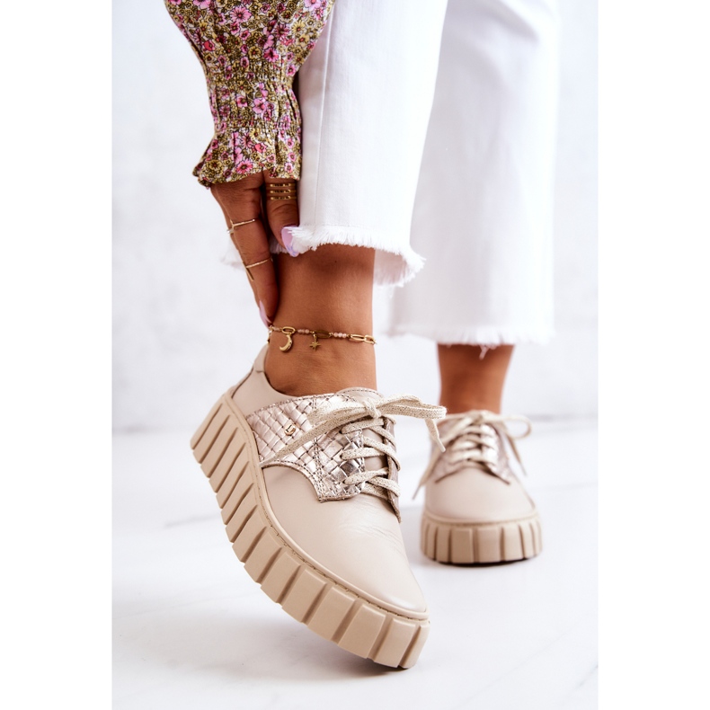 PA1 Scarpe Di Pelle Sulla Piattaforma Di Ipnosi Beige 1