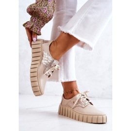 PA1 Scarpe Di Pelle Sulla Piattaforma Di Ipnosi Beige 2