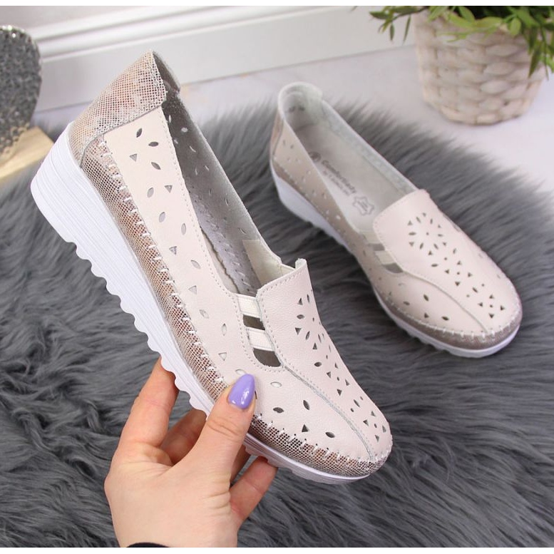 Scarpe con zeppa in pelle beige T.Sokolski W SCA156 1