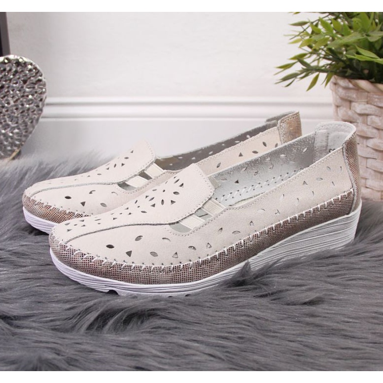 Scarpe con zeppa in pelle beige T.Sokolski W SCA156 2