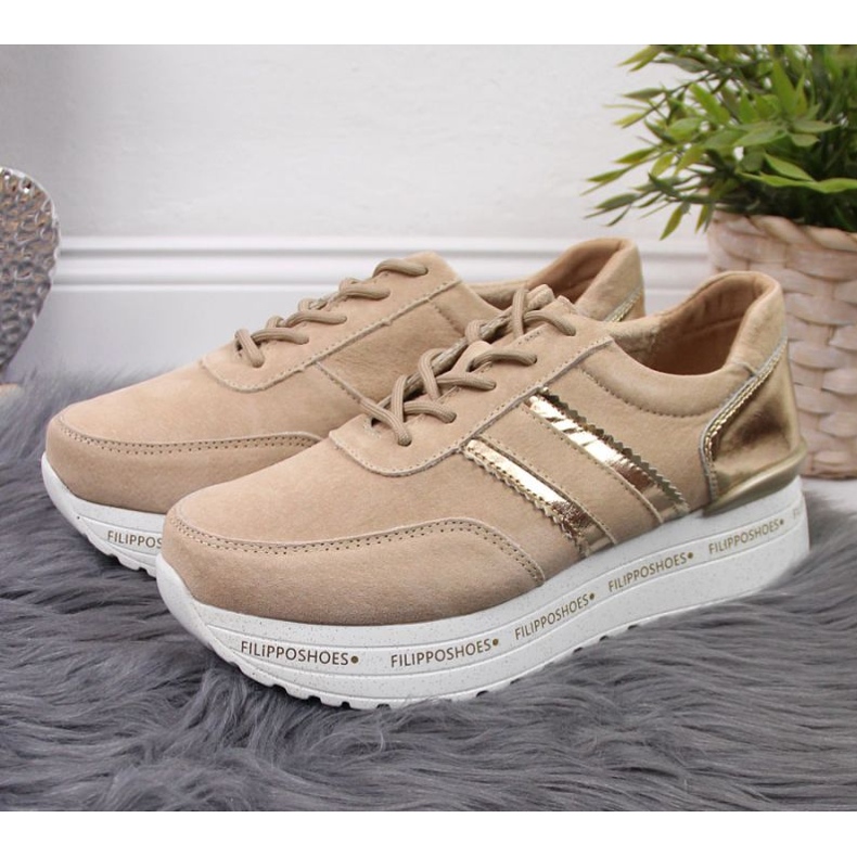 Scarpe in pelle sulla piattaforma Filippo W PAW328B beige 2