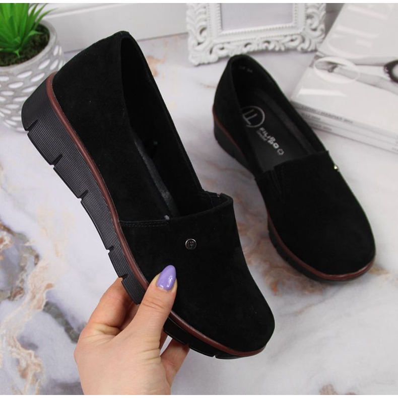 Scarpa in pelle con zeppa Filippo W PAW343A nera nero 1