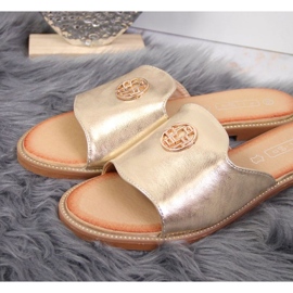 Ciabatte dorate con l'ornamento Filippo W PAW344B d'oro 2