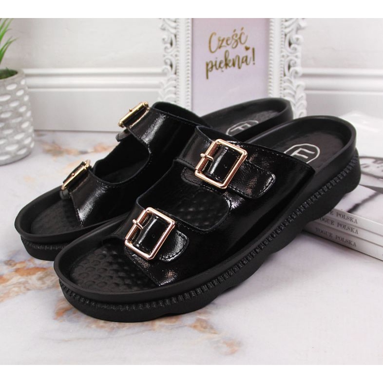 Ciabatte in pelle con fibbie Filippo W PAW346A nere nero 2
