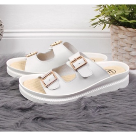 Ciabatte in pelle con fibbie Filippo W PAW346B bianche bianca 2