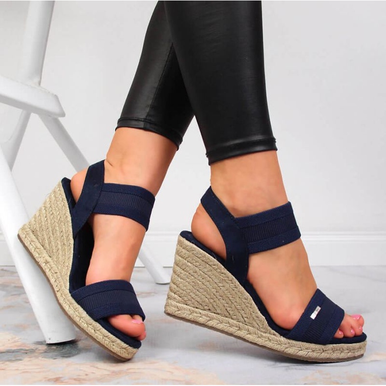 Sandali con zeppa Big Star W JJ274977 blu navy 2