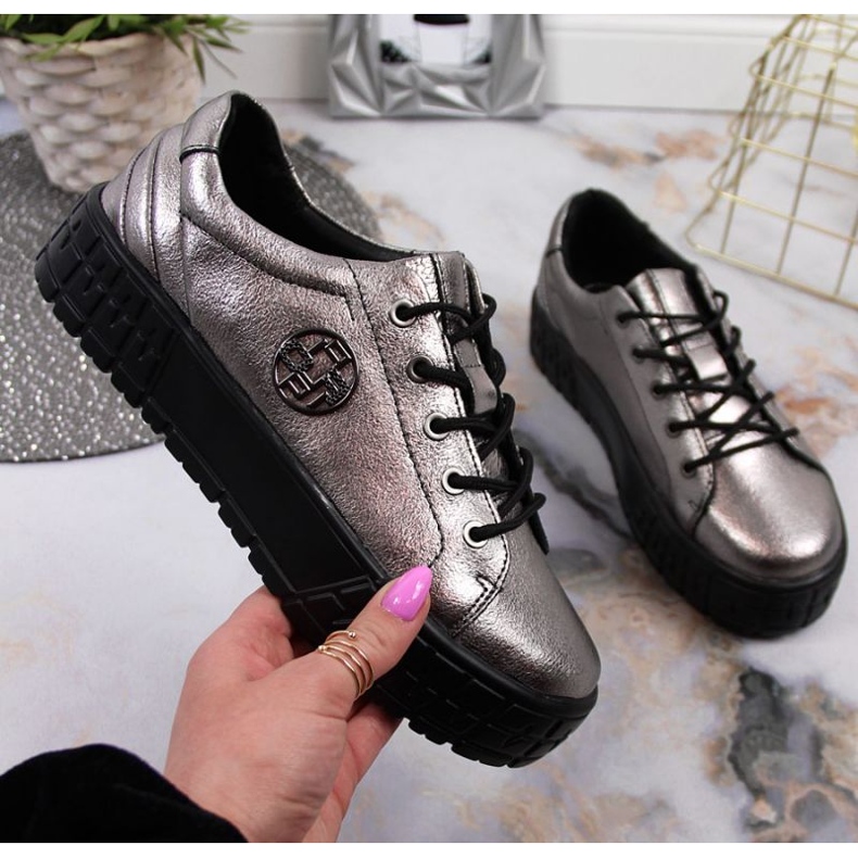 Scarpe con plateau in pelle Filippo W PAW320B argento 1