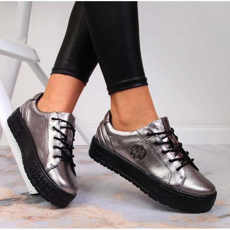 Scarpe con plateau in pelle Filippo W PAW320B argento d'argento 2