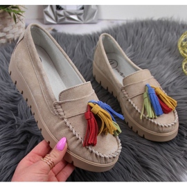 Mocassini in pelle con frange Filippo W PAW327A beige 1