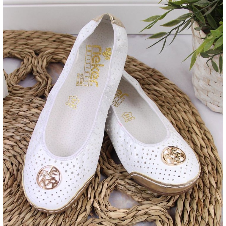Rieker W RKR516 ballerine traforate bianche bianco d'oro 2