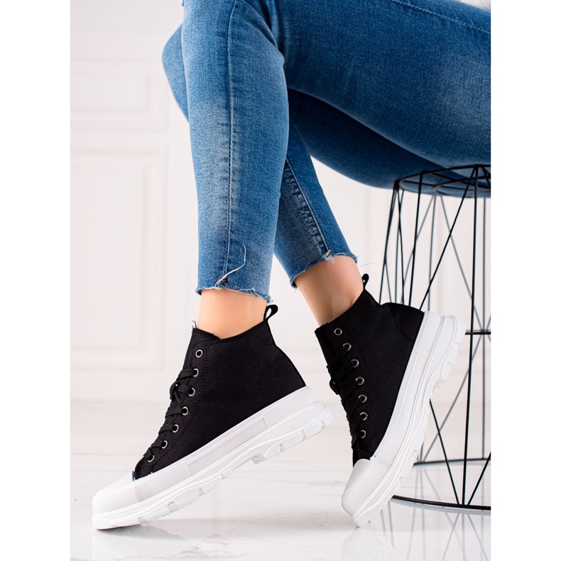 Forever Folie Sneakers nere sulla piattaforma nero 1