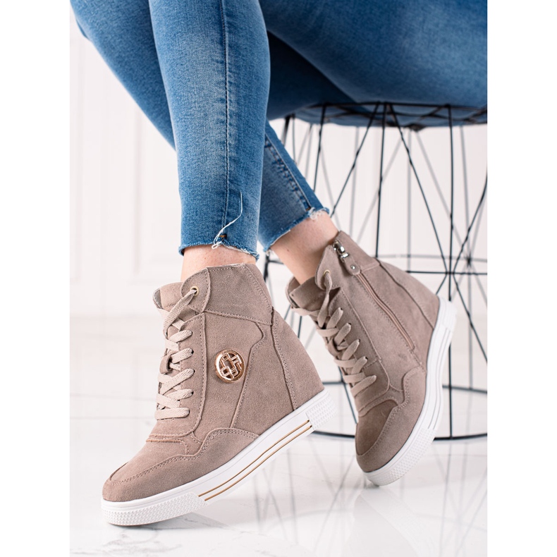 Filippo Sneakers con zeppa in pelle beige 1
