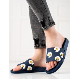 TRENDI Pantofole blu navy con margherite 1