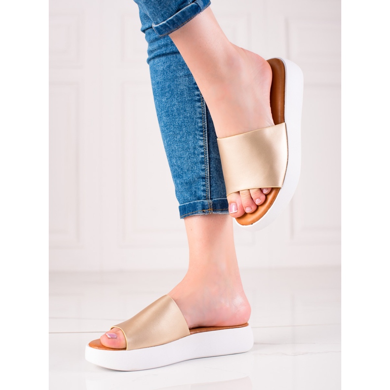 Encor Ciabatte Dorate Sulla Piattaforma d'oro 1