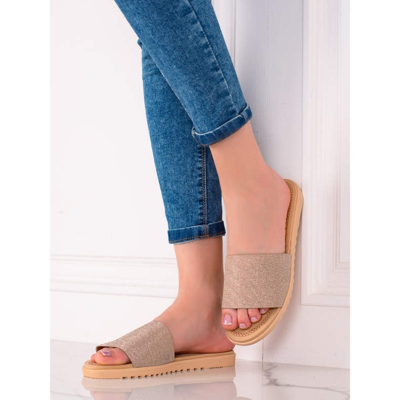 TRENDI Ciabatte glitterate beige 1