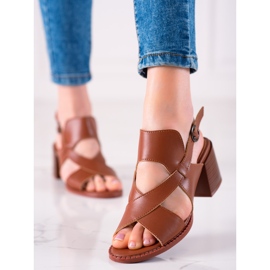 Sandali con tacco in pelle LA.FI marrone 2
