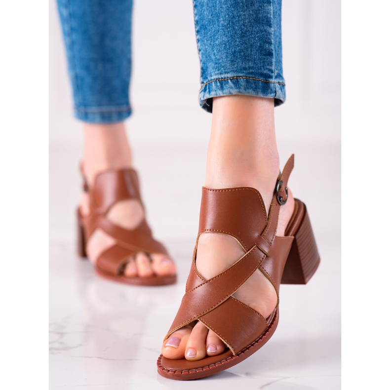 Sandali con tacco in pelle LA.FI marrone 2