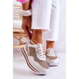 S.Barski Scarpe Sportive da Donna Sneakers Bianche e Oro Bourne bianco d'oro 1