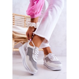 S.Barski Scarpe Sportive da Donna Sneakers Bianco-Argento Bourne bianca 2