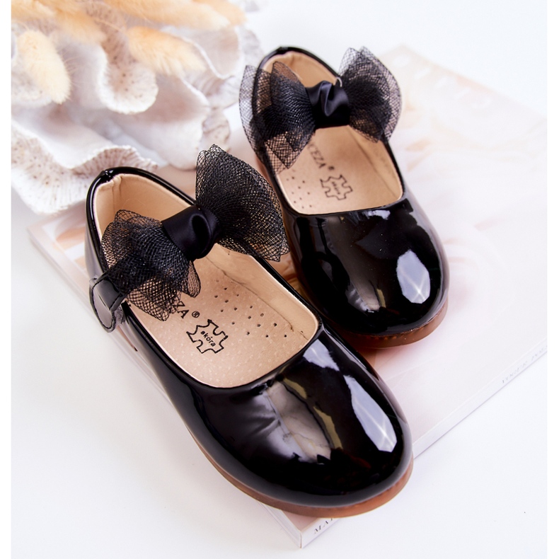 Vinceza Ballerine Bambini Laccate Nere Con Velcro Carla nero 2