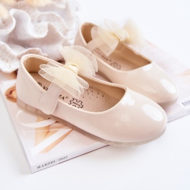 Vinceza Ballerine Per Bambini Laccate Con Velcro Beige Chiaro Carla 2